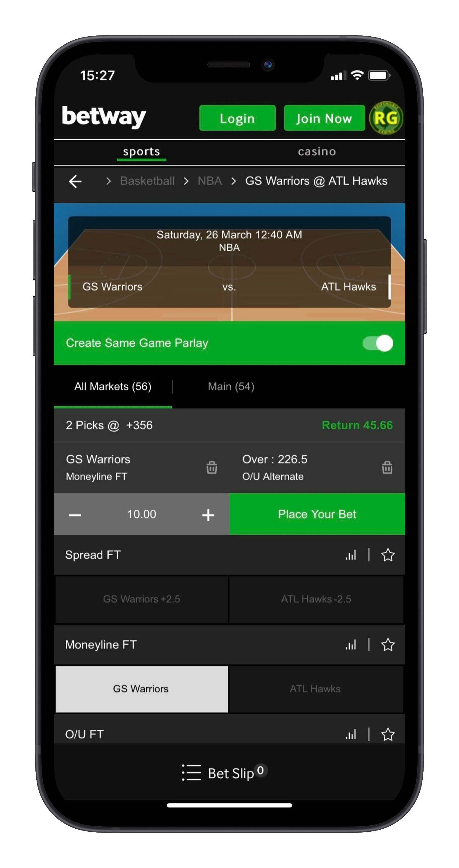 Betway Same Game Parlay App