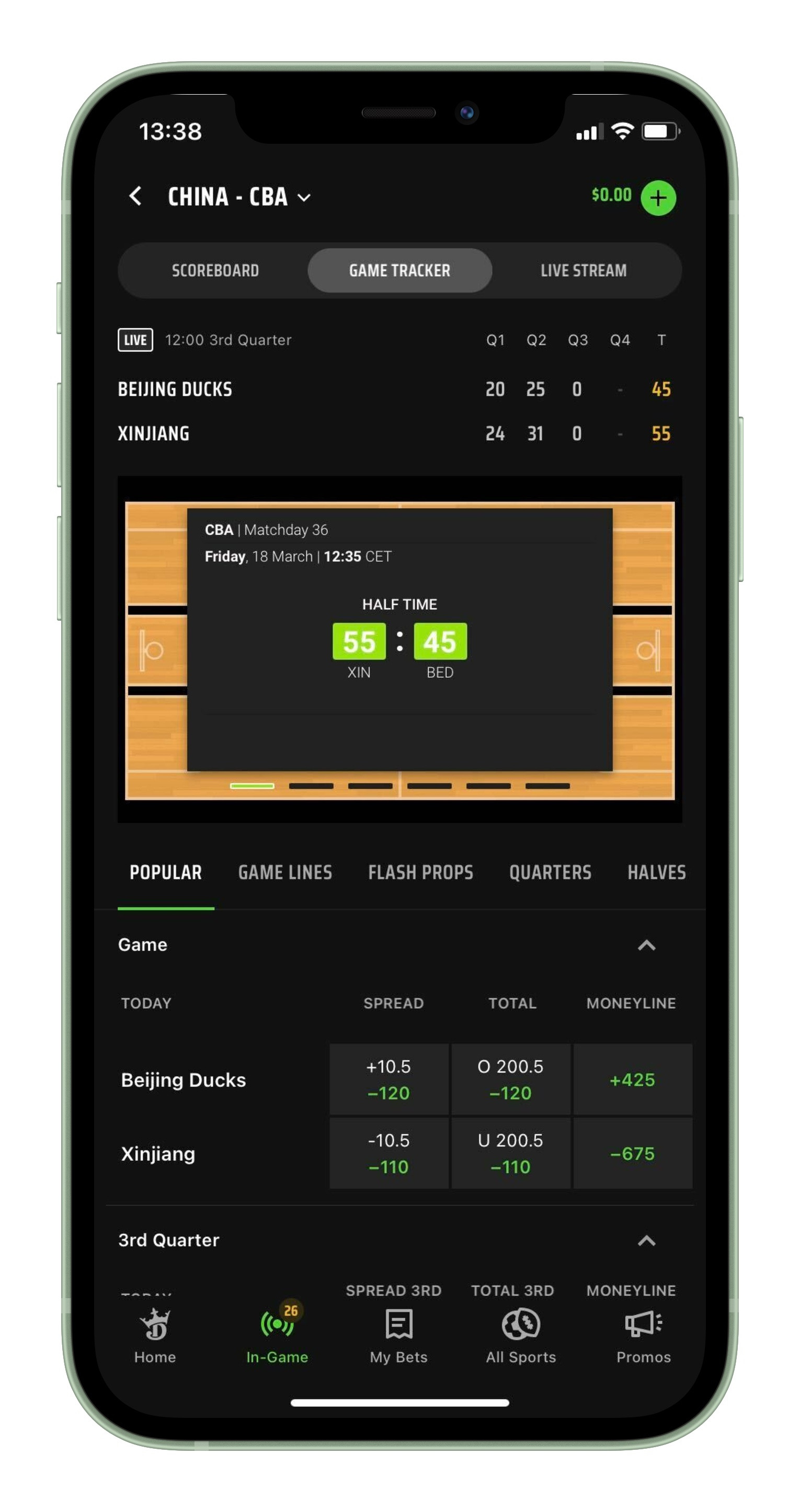 Draftkings sportsbook app live betting