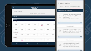 I Pad and i Phone screenshots of the Bet UK app horse racing markets