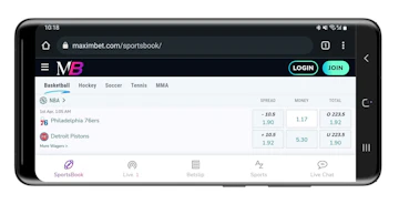 Maximbet horizontal sportsbook mockup