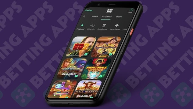Screenshot of bet365 casino app all games tab on google pixel 4