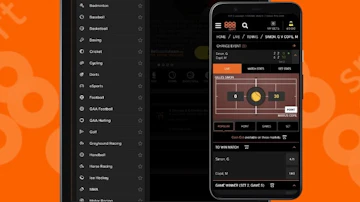 888sport app i Pad list of sports and tennis screenshot