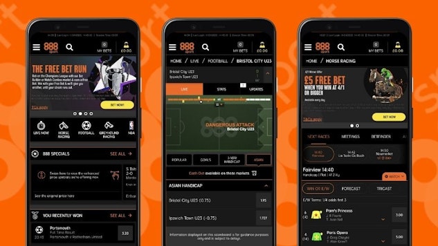 Image showing several 888sport mobile app screenshots