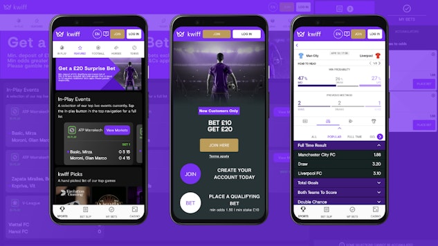 Kwiff app screenshots banner