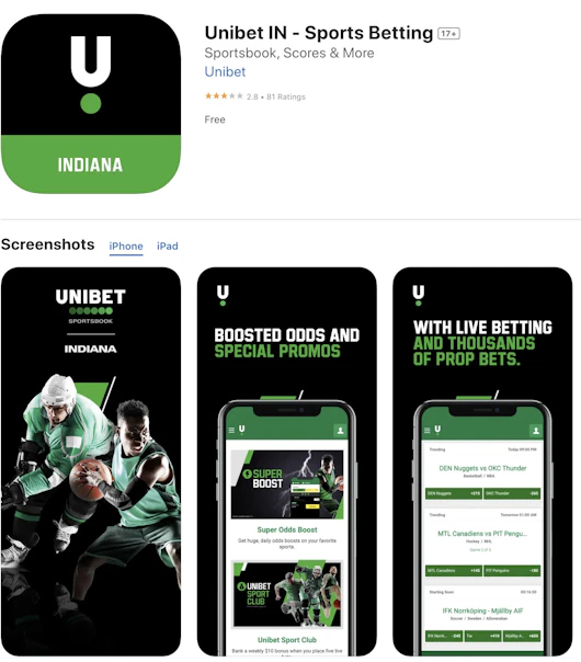 Screenshot of Unionsbet app in app store