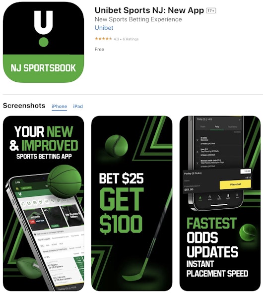 UniBet app screenshot