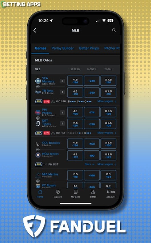 Fan Duel Sportsbook Phone App Mockup