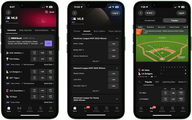 Fanatics betting app baseball mockup