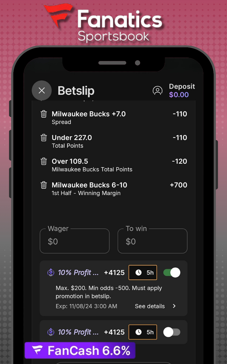 Fanatics FanCash parlay example