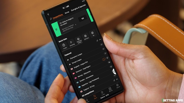 Football section of the Live Score Bet app on a pixel phone