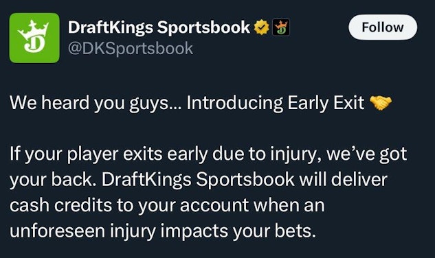 DraftKings Early Exit Tweet