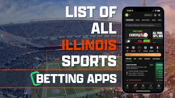 List of all Illinois Sports Betting Apps Header Image Phone Mockup