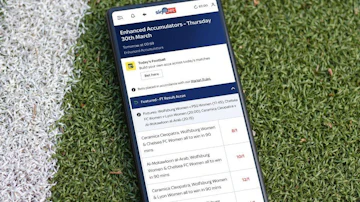 Pixel phone showing Enhanced Accas page on Sky Bet app
