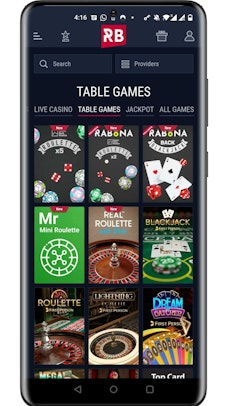 Rabona App Casino Games