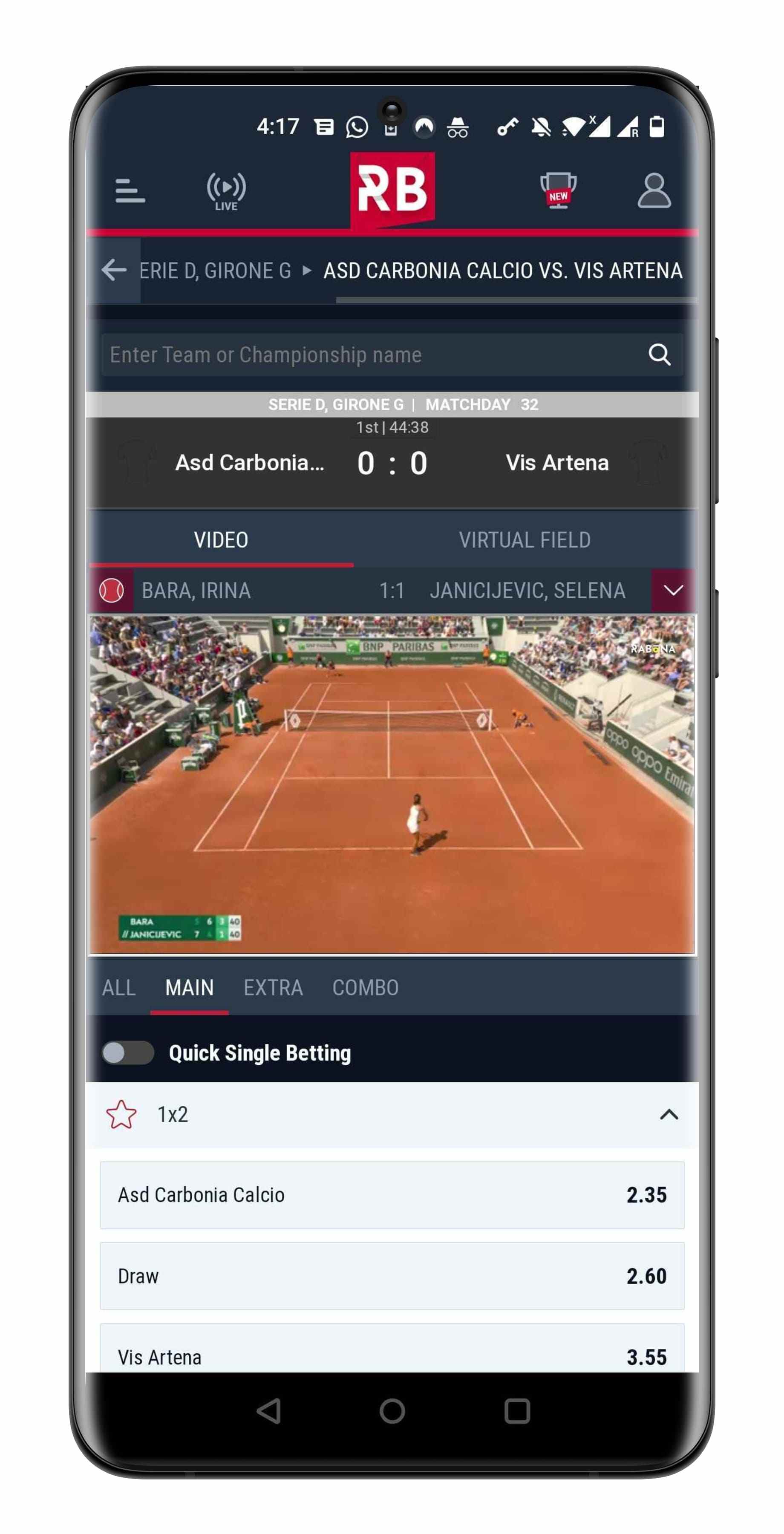 Rabona App Live Streaming