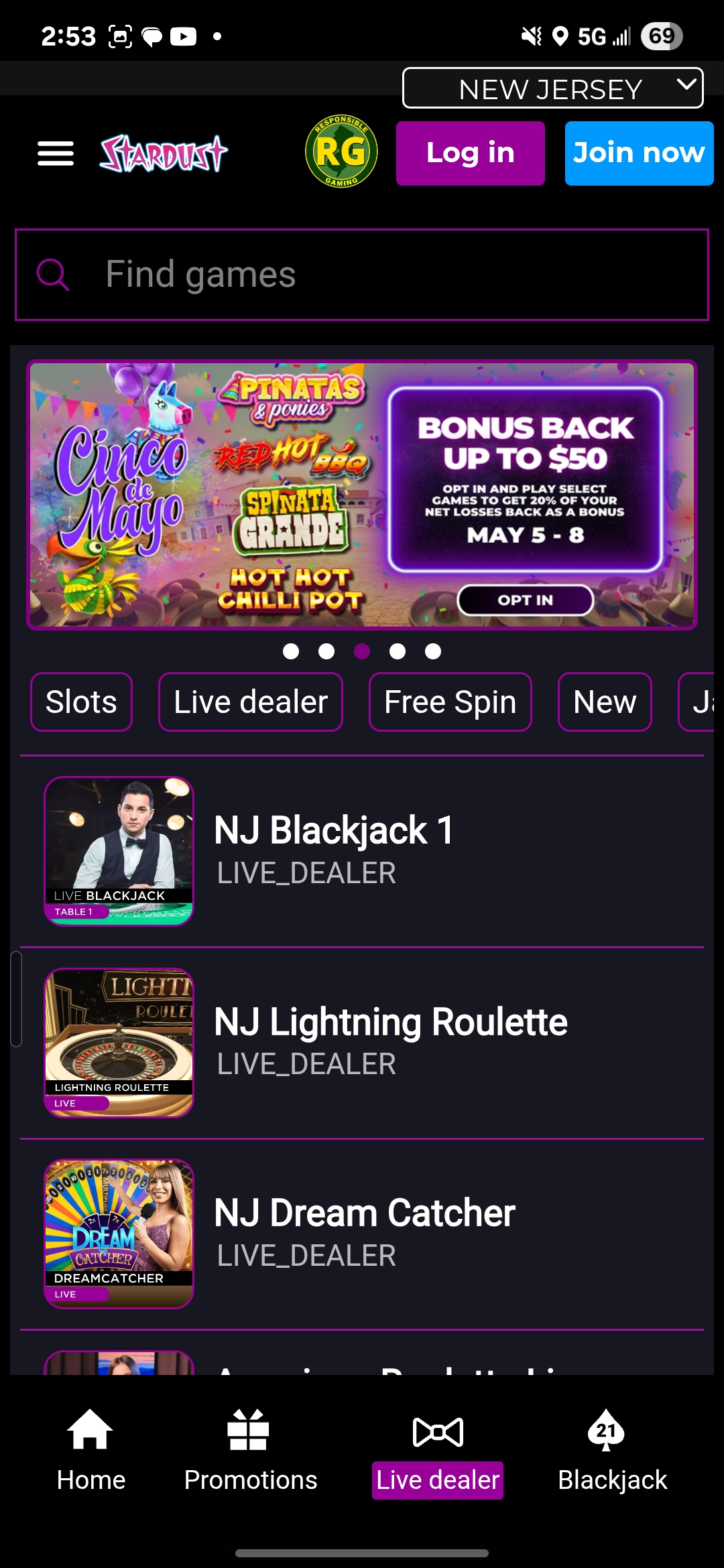 Stardust Casino App Live Dealers