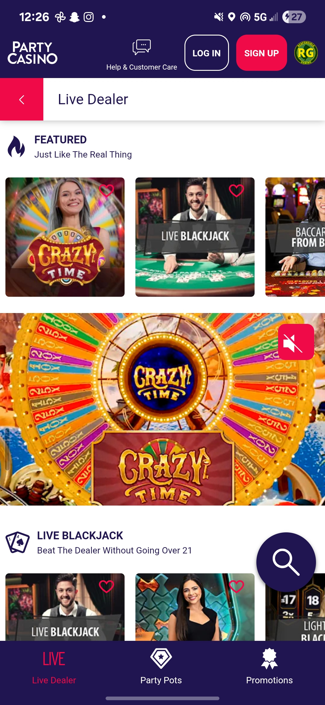 PartyCasino Live Dealer Games