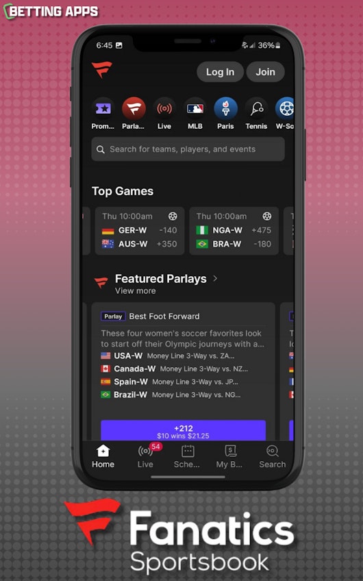 Fanatics Sportsbook mobile app homescreen