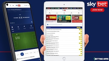 Sky Bet home page and in play on an ipad and pixel 5 phone