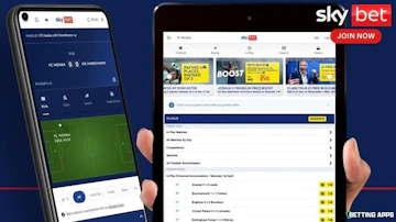 Sky Bet home page and in play on an ipad and pixel 5 phone