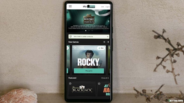 Sky Casino home page on a pixel 5