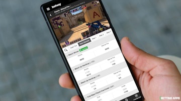 Someone using a pixel 5 phone to live stream a CSGO match on the Betway app