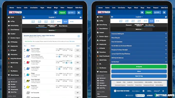 Two Ipads showing the horse racing section of the Betfred app