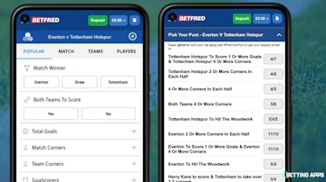 Two Phones showing the Betfred Pick Your Punt feature