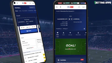 Two pixel phones showing the football section of the Sky Bet app