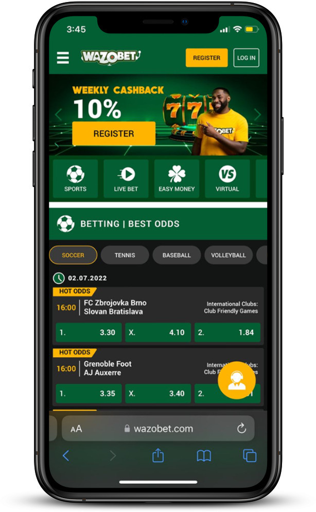 Wazobet App Homepage