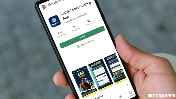 A pixel phone showing the Bet UK app in the Google Play Store