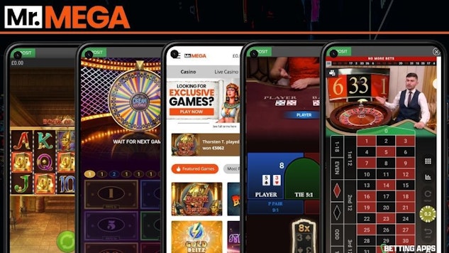 A selection of pictures from the Mr Mega casino shown on pixel 5 phones