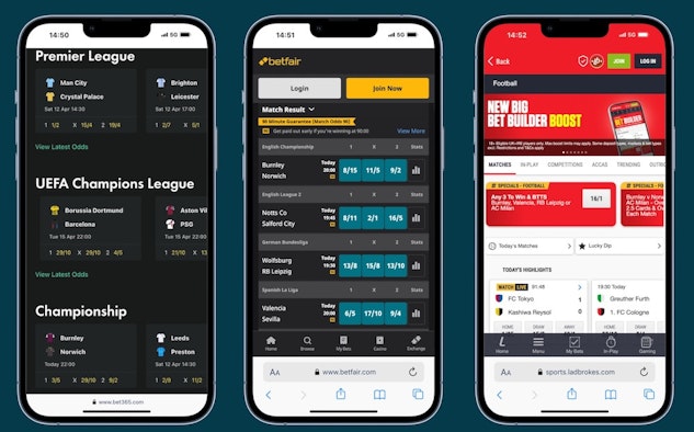 Best football betting apps mock up