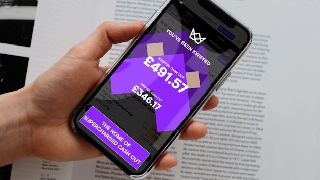 I Phone showing the Kwiff supercharged cash out screen