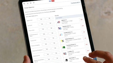Ipad showing the horse selector feature on the sky bet app