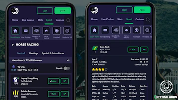 Two pixel phones showing the horse racing page and the timeform data in the Grosvenor Sports app