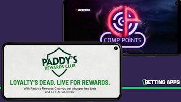 Two pixel phones showing the paddy power rewards club and Betfreds comp points loyalty club